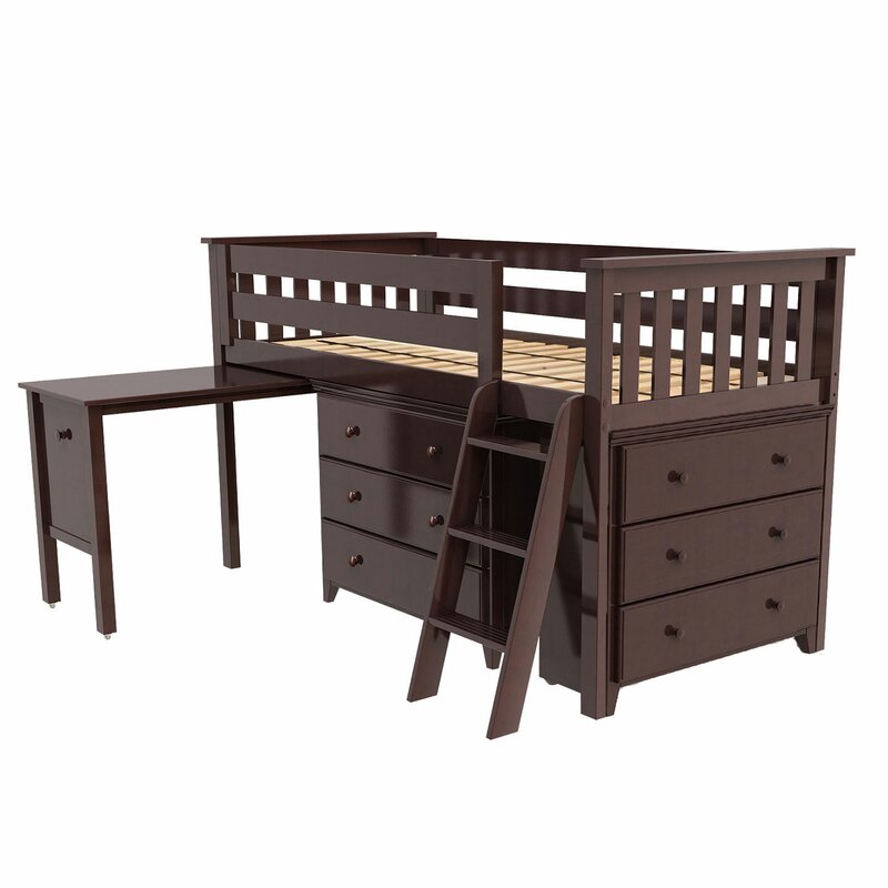Harriet Bee Rolph Twin Low Loft Bed With 2 Dressers And Pull Out