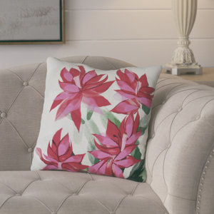 Amanda Christmas Cactus Floral Print Throw Pillow