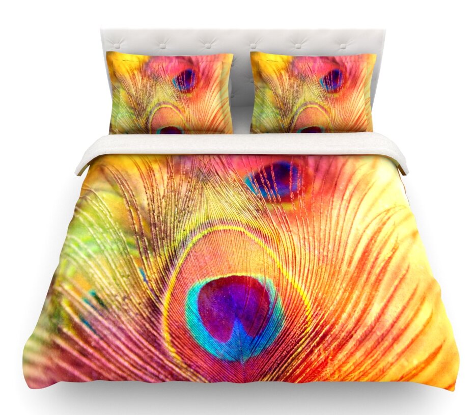 East Urban Home Peacock Feather By Sylvia Cook Featherweight Duvet