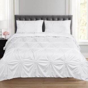 White Ruched Duvet Cover Wayfair