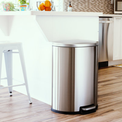 13.2 Gallon Stainless Steel D-Shape Step On Trash Can