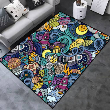 Trippy Astronauts Carpets Living Room Area Rugs Non-slip Bedroom Floor Mat Decor 