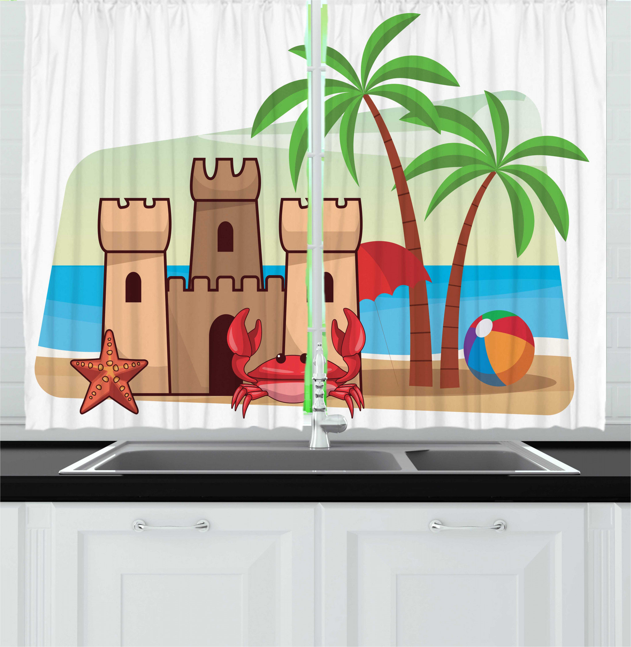 East Urban Home 2 Piece Graphic Beach Summer Fun Cartoon With Sand