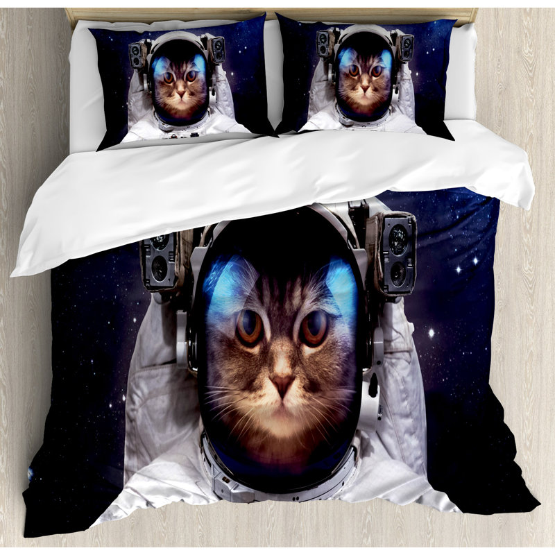 Ambesonne Milky Way Galaxy Space Traveller Cat In Suit With Stars