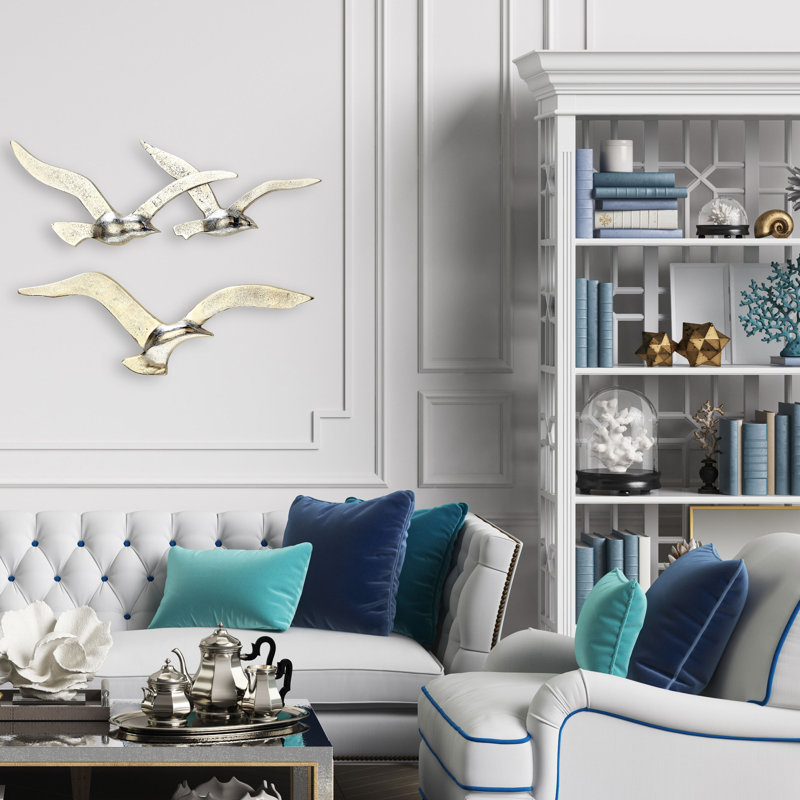 Rosecliff Heights 3 Piece Flying Birds Metal Wall Decor Set