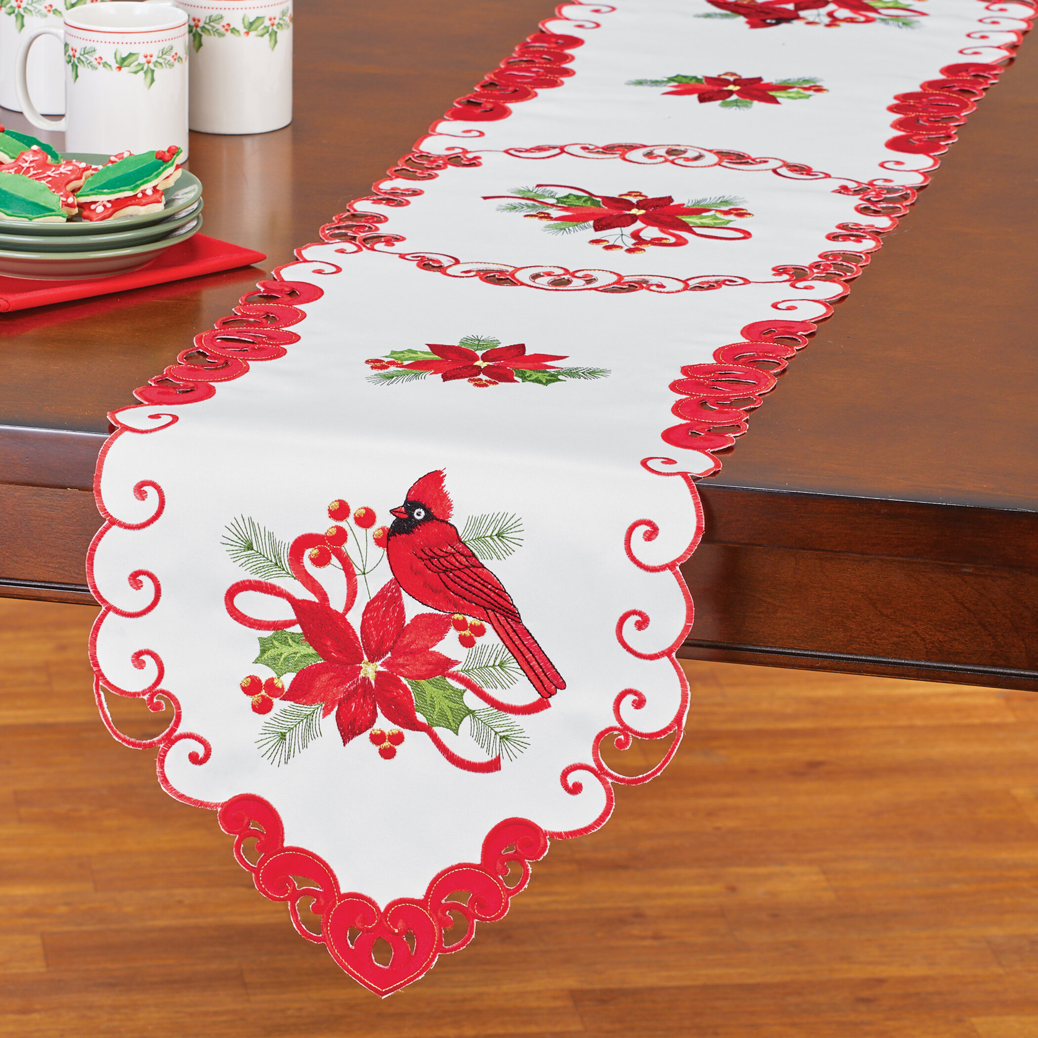 The Holiday Aisle® Zuccaro Oval Floral Table Runner Wayfair