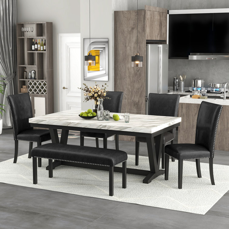 6 person marble dining table