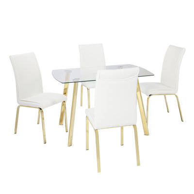 Wrought Studio Leia 5 Piece Dining Set Chair Color White Wrought Studio Leia 5 Piece Dining Set