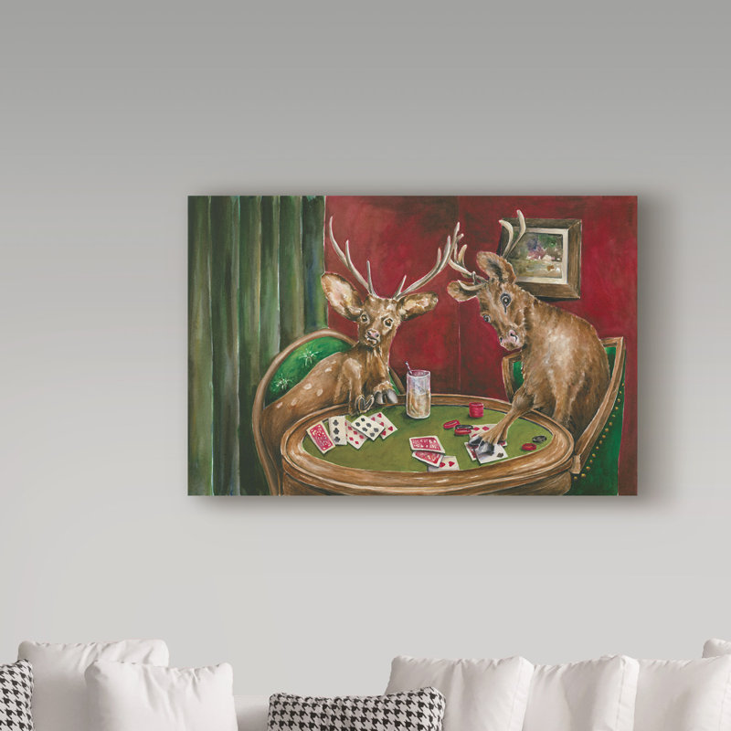 Millwood Pines Reindeer Games Acrylic Painting Print On Wrapped