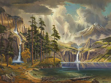 Hadleyhouseco Mountain Waterfalls By Keith Brown Painting Print On Wrapped Canvas Wayfair
