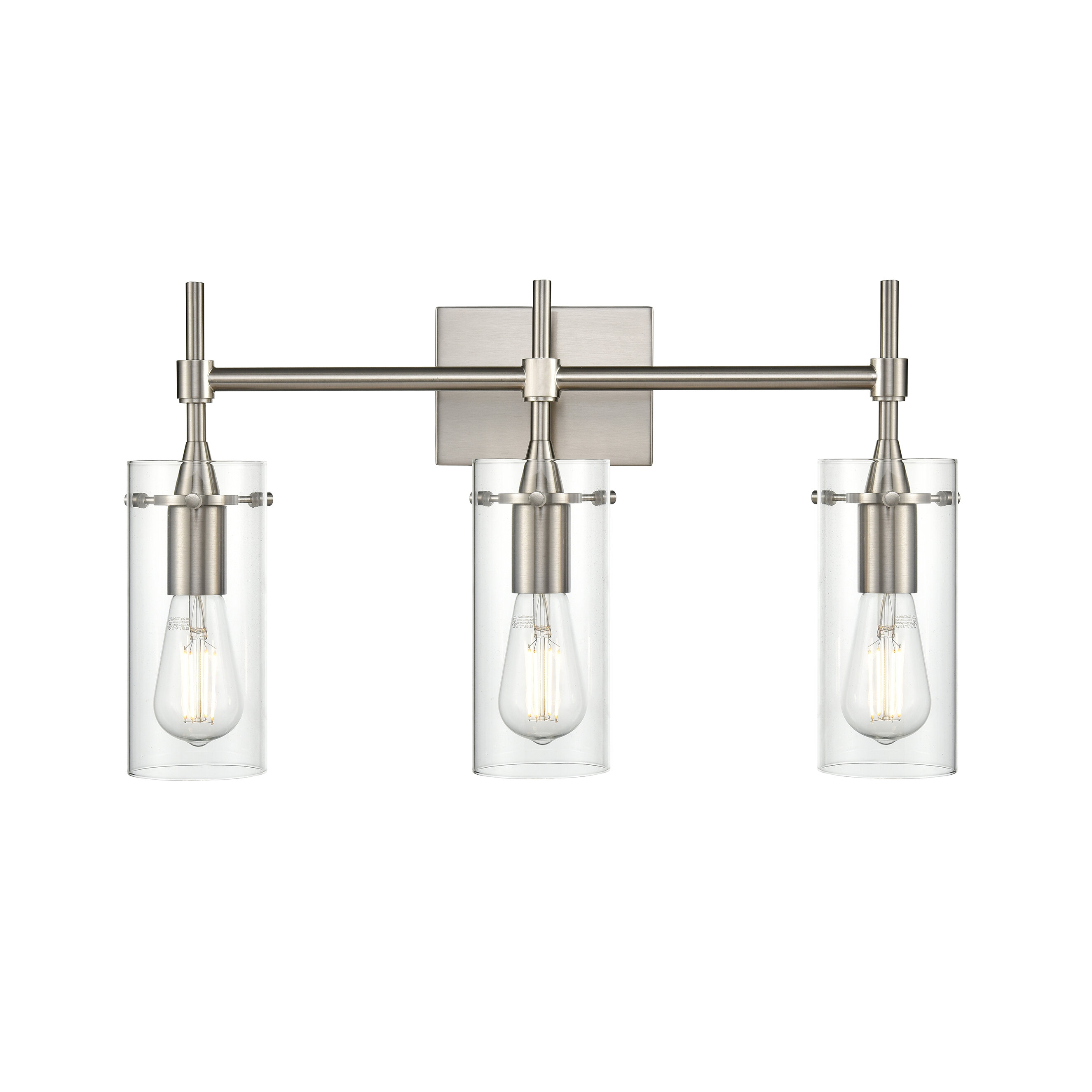 New 2 light Brushed Nickel vanity bathroom light with clear wavy bell glass* 