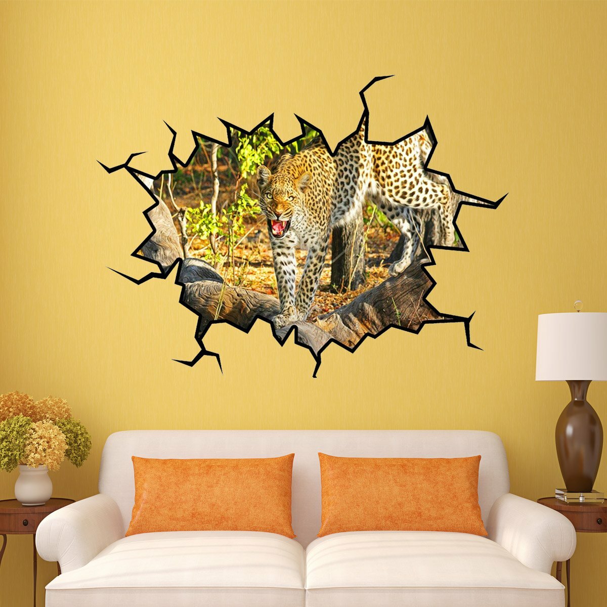 Zoomie Kids Safari Wall Decal Cracked Hole In The Wall Leopard