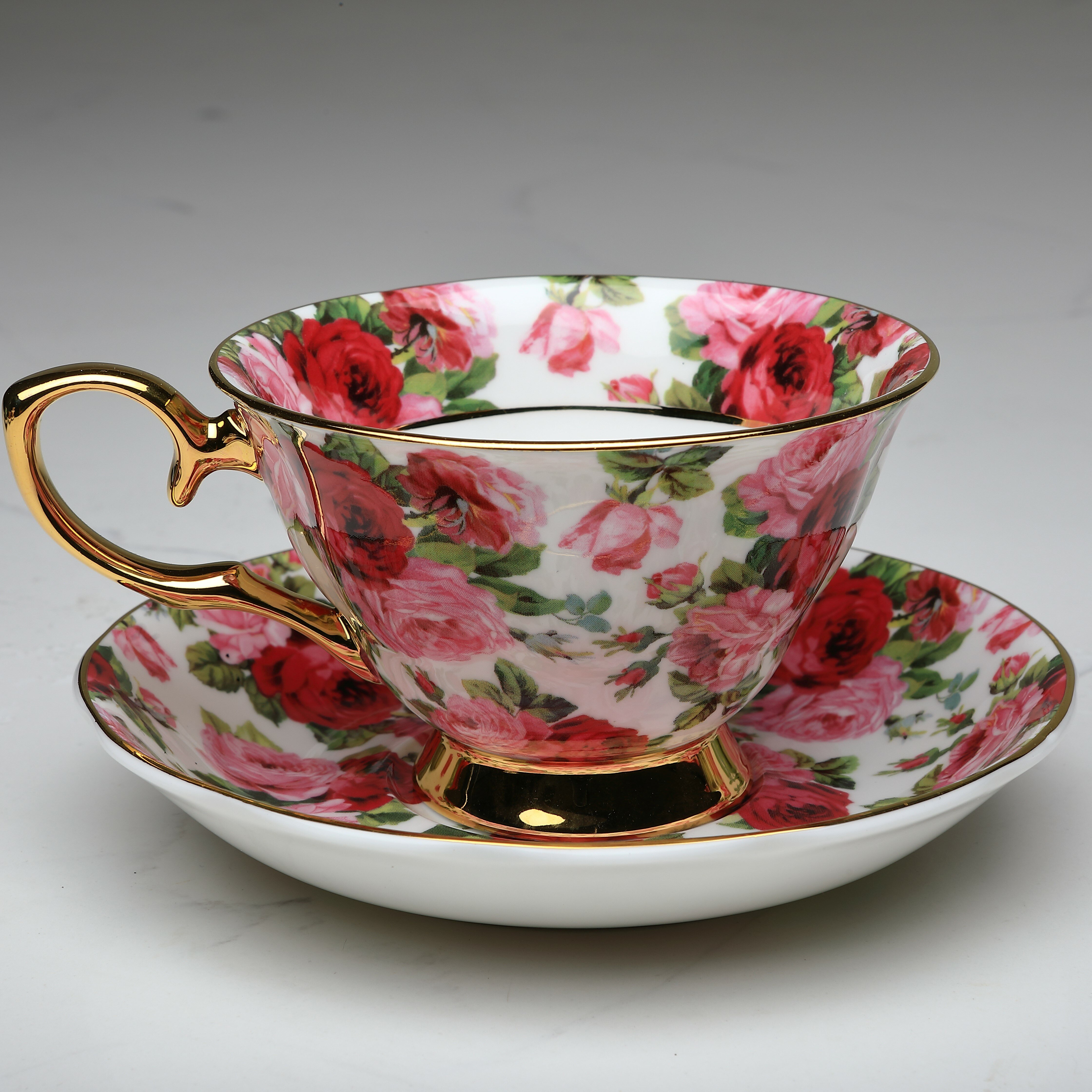 One Stechcol Gracie Bone China Withe Rose Tea Cup & Saucer NEW 