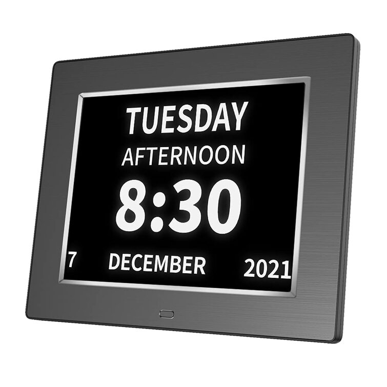 Non-Abbreviated Day Date Dementia Clocks for Seniors Elderly Vision Impaired Memory Loss 7 INCH Extra Large Digital Day Calendar Cloc