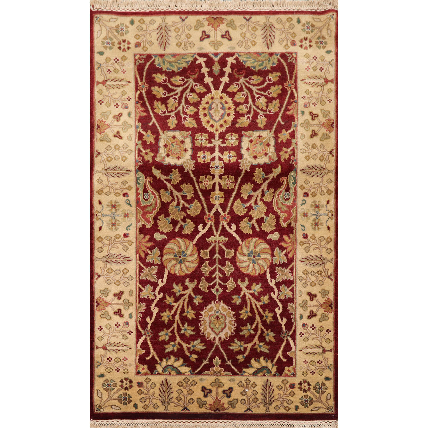Wool 3' 3 x 6' 6 Deep Red/Rust Traditional Persian Chobi Design Handmade Agra Rug ft 
