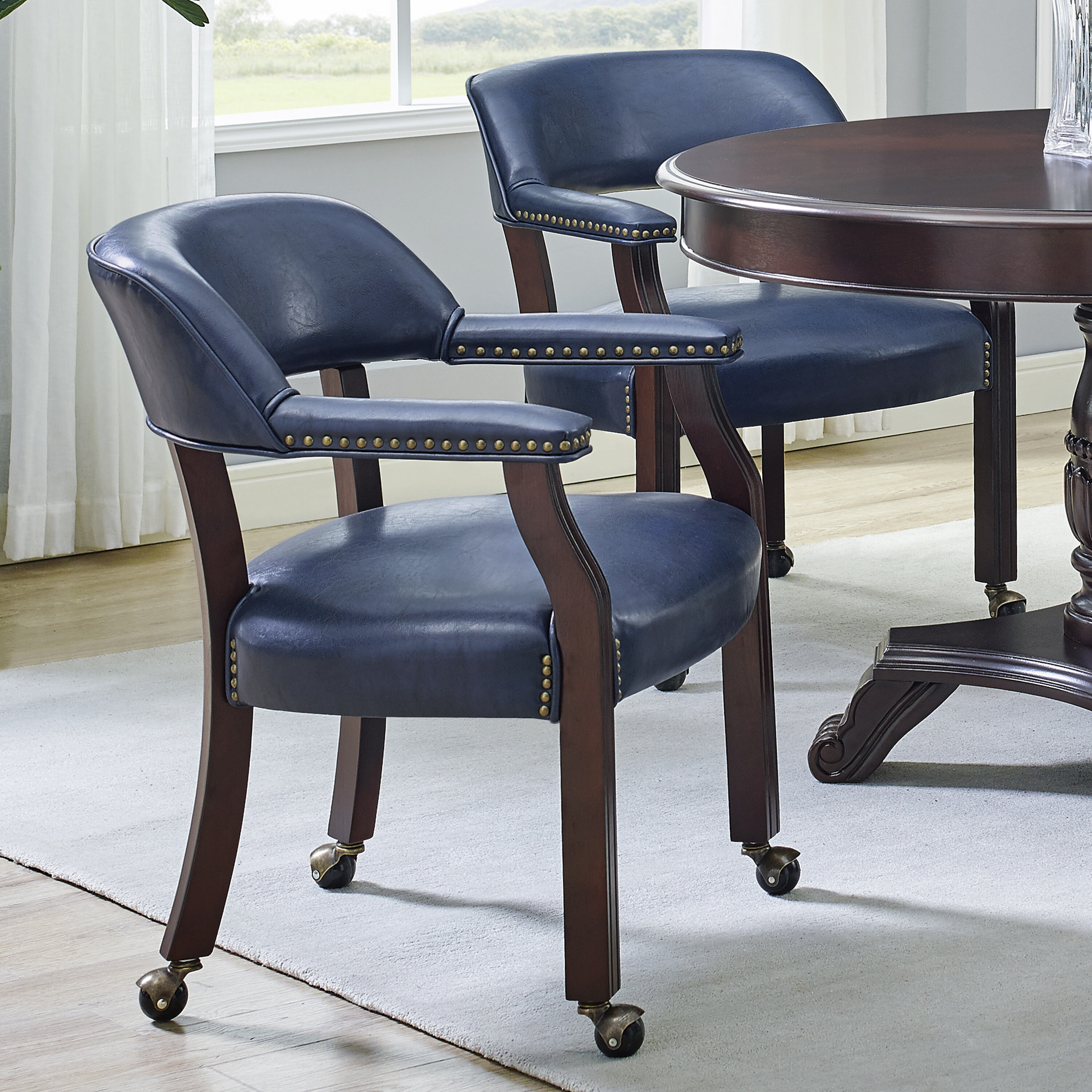 navy blue leather dining room chairs