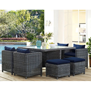 Summon 9 Piece Outdoor Patio Dining Set with Cushions