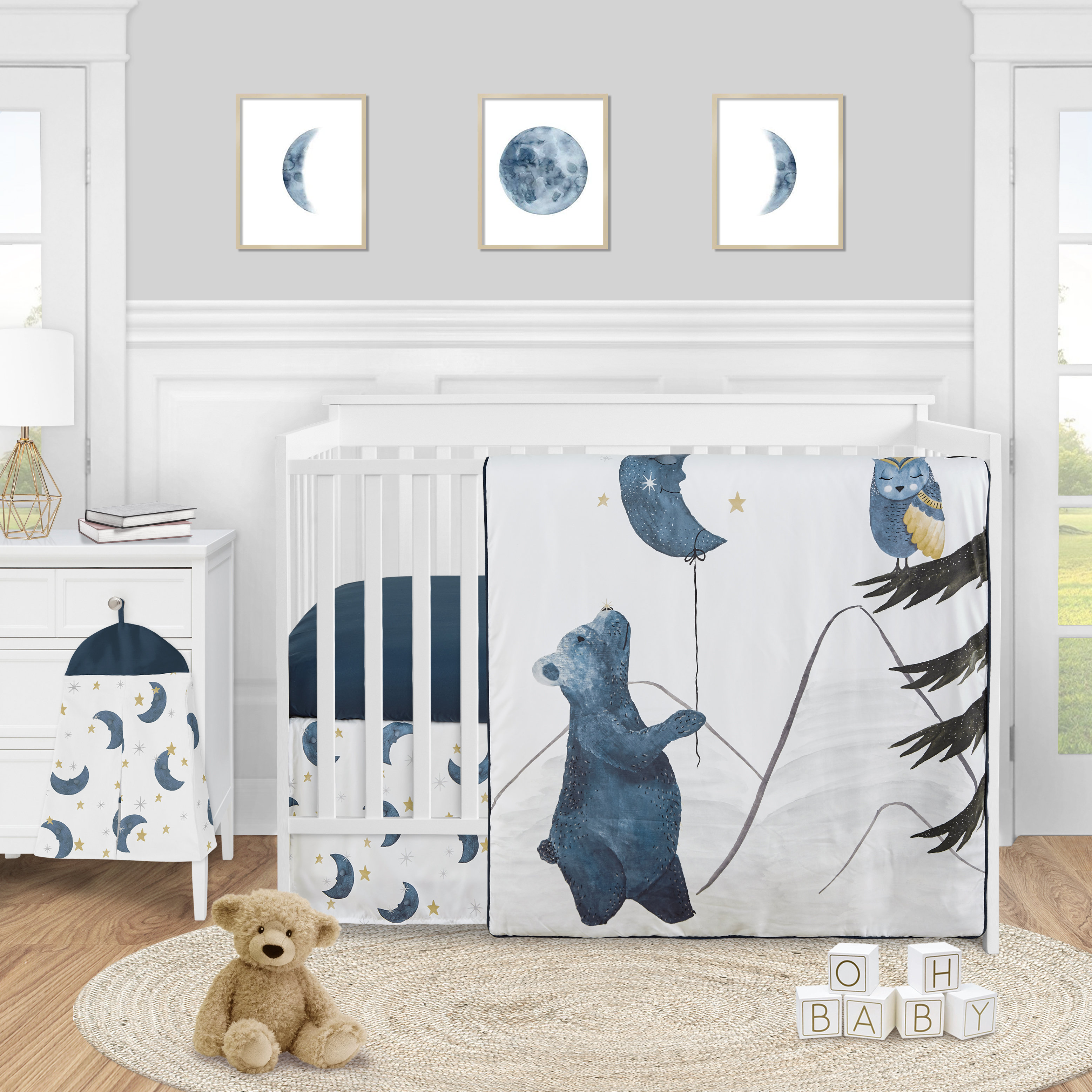 moon and stars nursery bedding