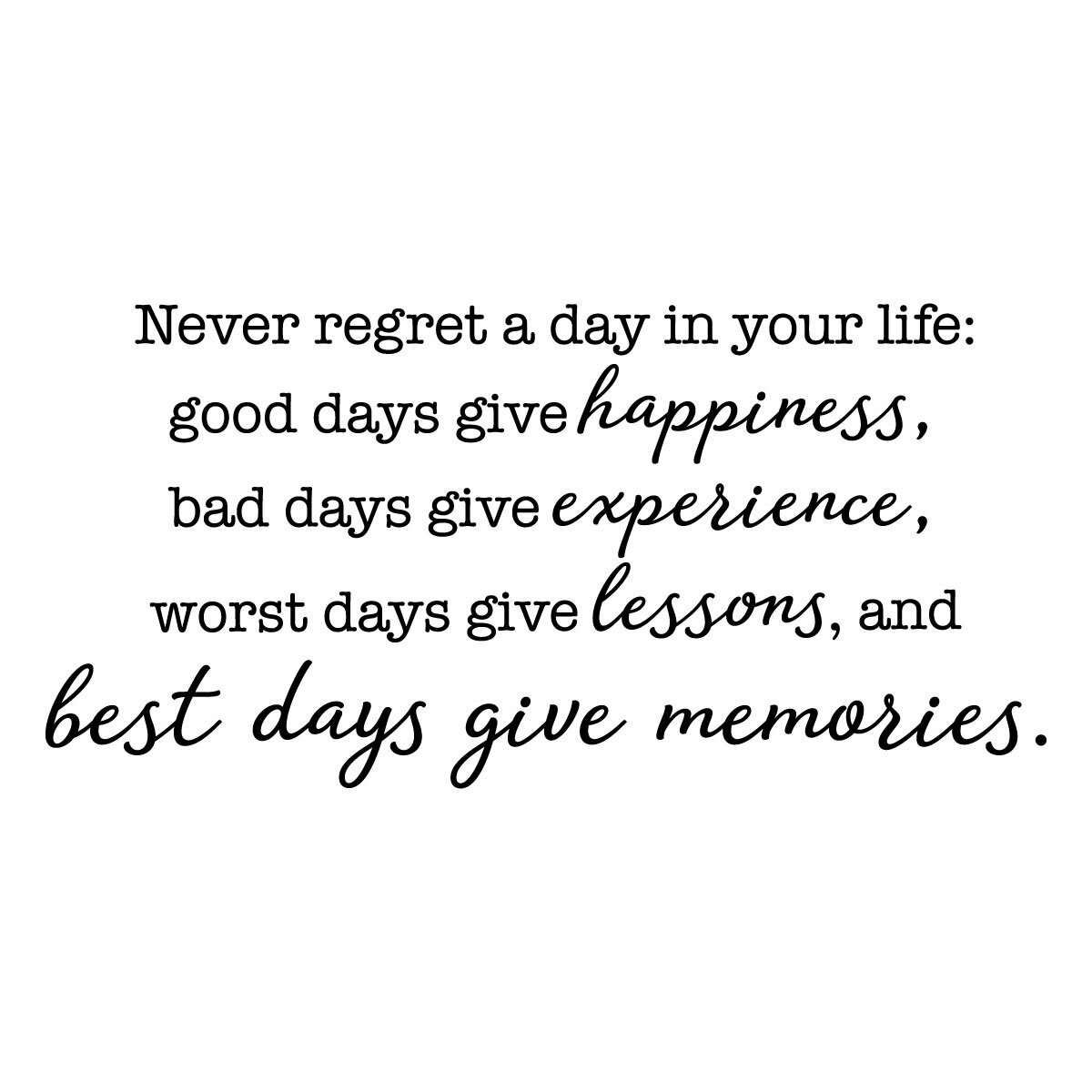 Belvedere Designs LLC Never Regret a Day Wall Quotes™ Decal | Wayfair