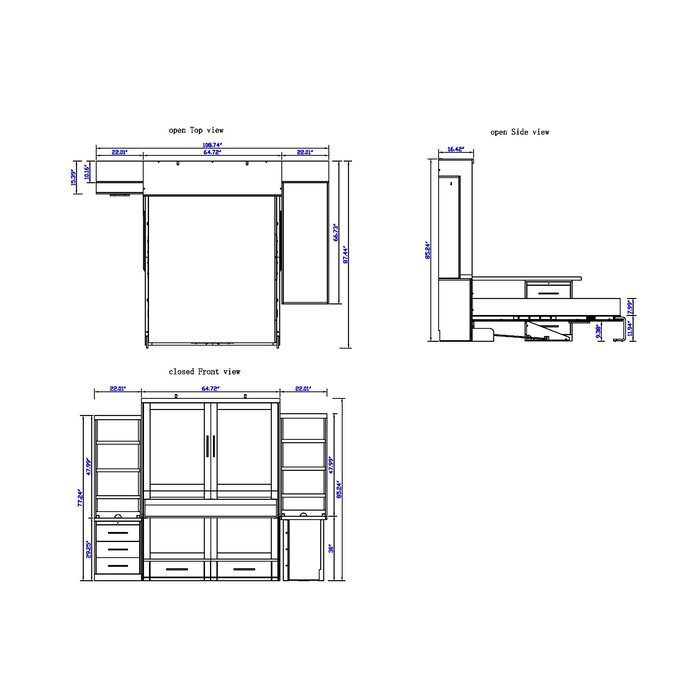 Brayden Studio Munn Desk Queen Storage Murphy Bed Wayfair Ca