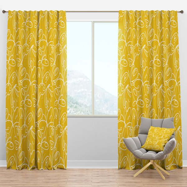 Designart Mid Century Butterflies Hand Drawn Semi Sheer Thermal Rod Pocket Curtain Panels Wayfair