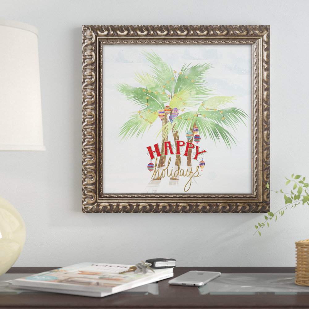 The Holiday Aisle Xmas Palm Trees Framed Graphic Art Print Wayfair