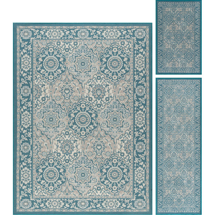 Aikens 3 Piece Teal Area Rug Set