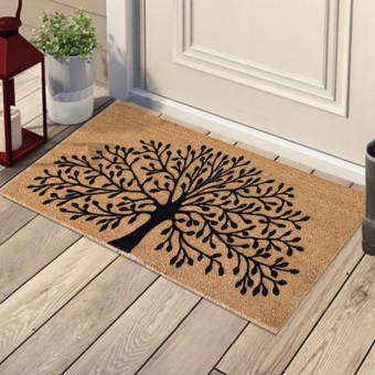 World Menagerie Cici Ginkgo Coir 30 X 18 Non Slip Outdoor Door Mat Wayfair