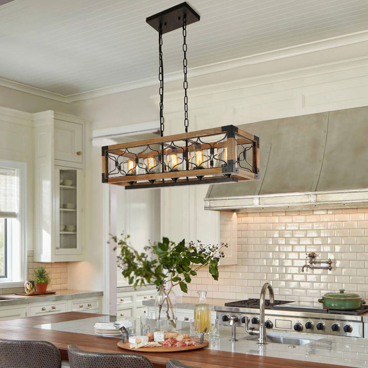 farmhouse pendant lighting over island