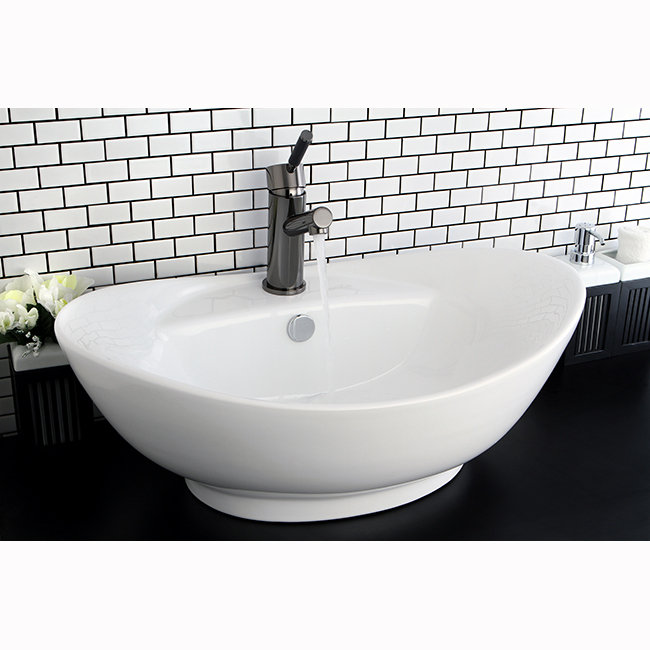Kingston Brass Harmon Glass Oval Vessel Bathroom Sink With Harmon Glass Oval Vessel Bathroom Sink With Overflow
