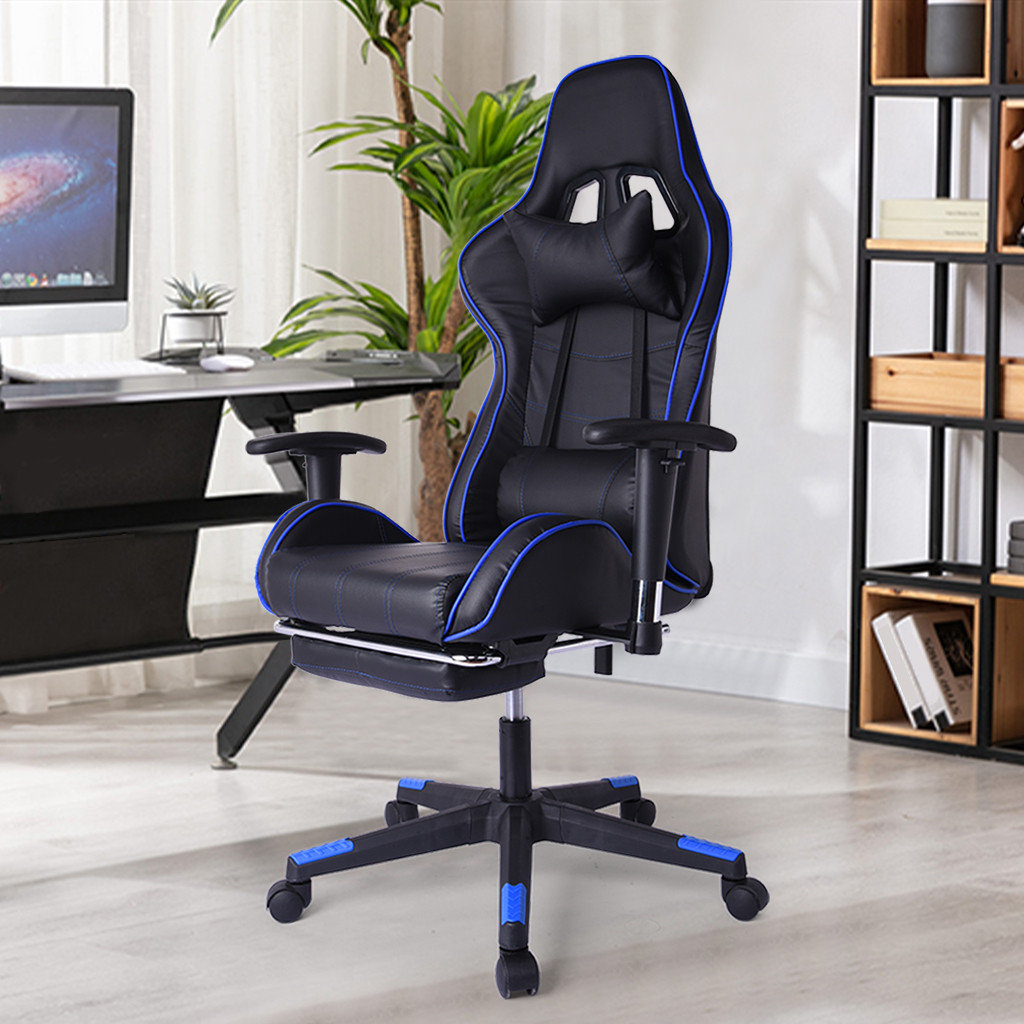 gaming chair with footrest and reclining backrest