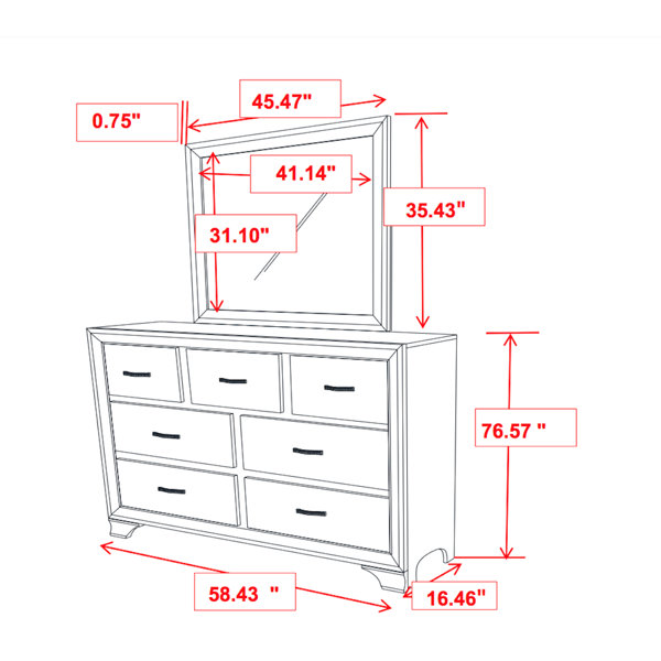 Rosdorf Park Mcafee 7 Drawer Double Dresser With Mirror Wayfair