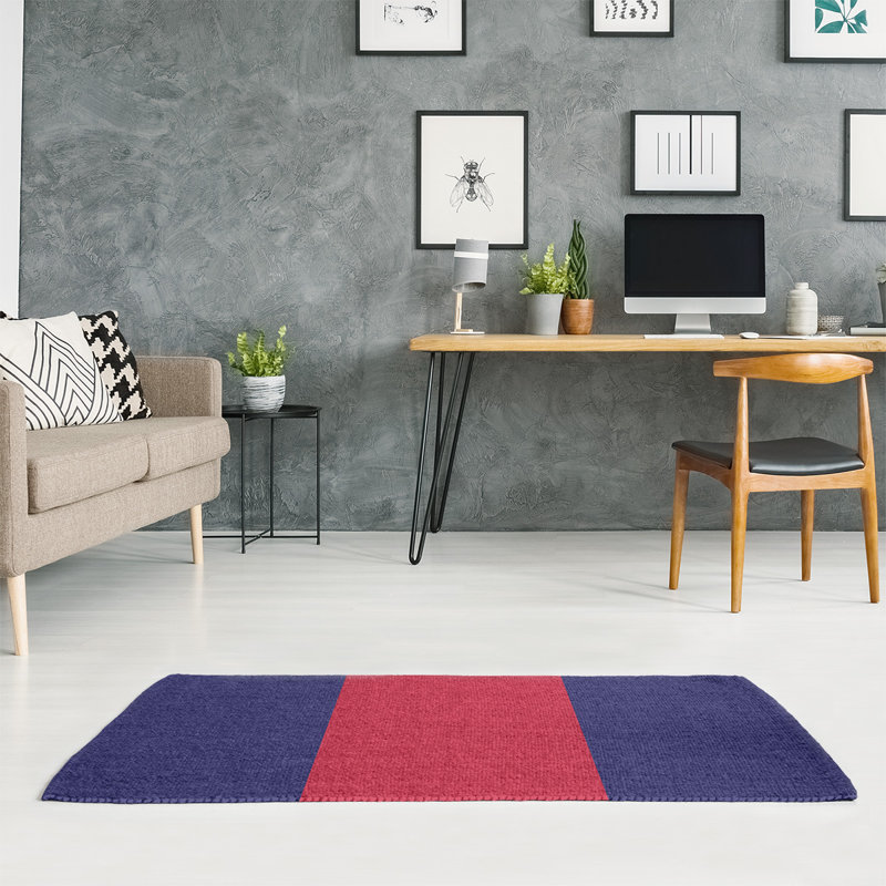 East Urban Home St Louis Striped Midnight Navy Blue Red Area Rug Wayfair