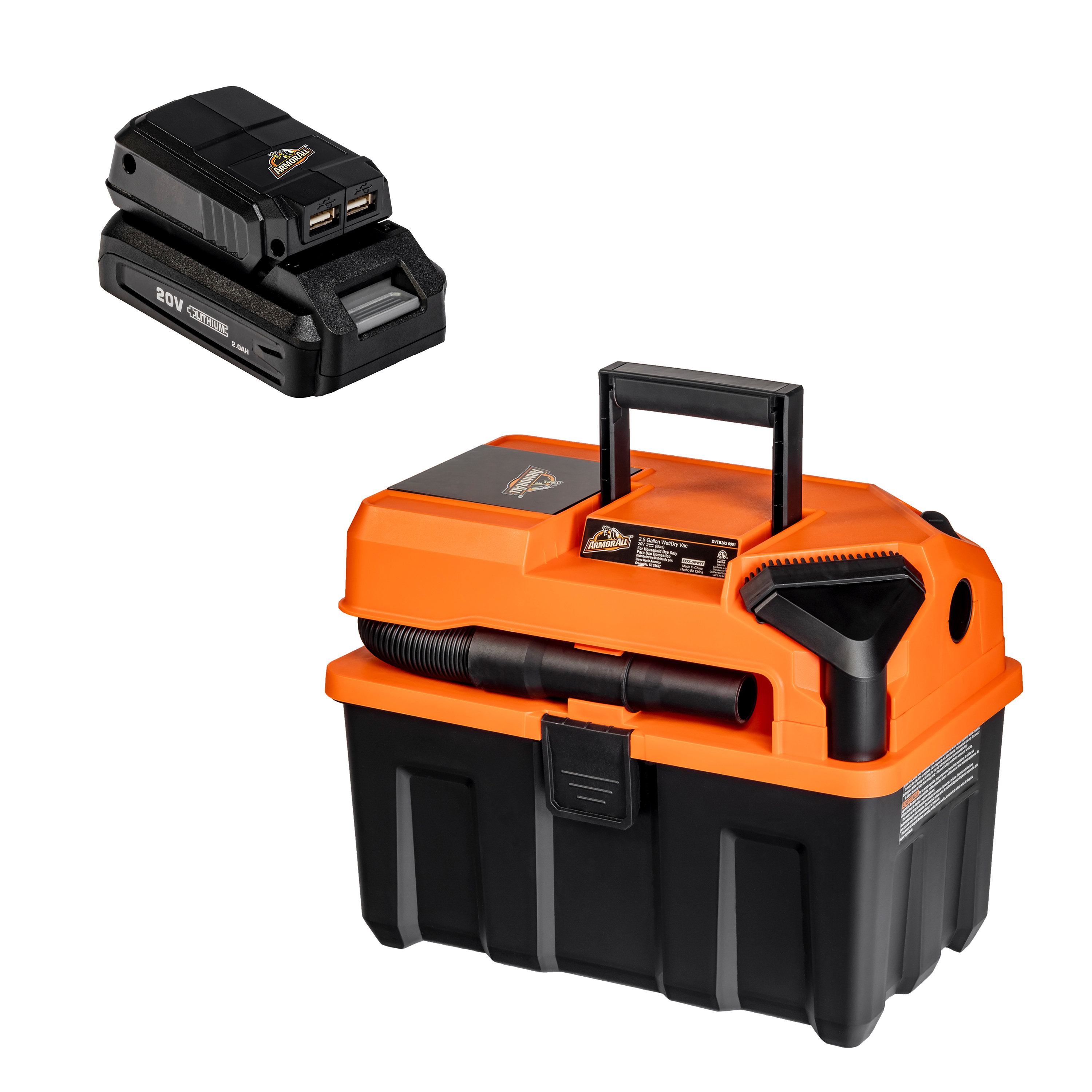 Armor All Cka202a 2 5 Gallon Cordless 20v Wet Dry Vacuum Kit With Portable Usb Power Source Reviews Wayfair
