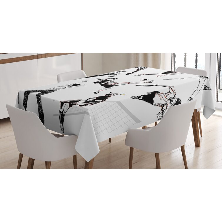 Pale Taupe and Dark Grey Ambesonne Abstract Tablecloth Shades of Stripes with Mosaic Wavy Patterns in Monochrome Design Rectangular Table Cover for Dining Room Kitchen Decor 60 X 90