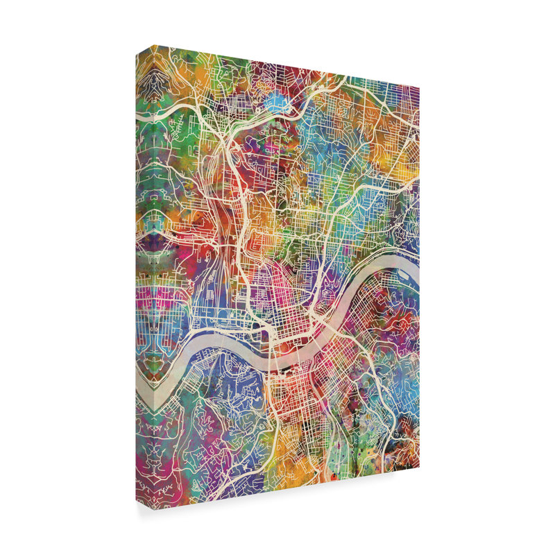 Wrought Studio Cincinnati Ohio City Map Graphic Art On Wrapped Canvas Wayfair