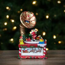 atteryhui Christmas Lighted Snow Globe,Christmas Wreath Music Box Rotating Crystal Ball Music Box for Family Friends Children Christmas Gift for Sale 