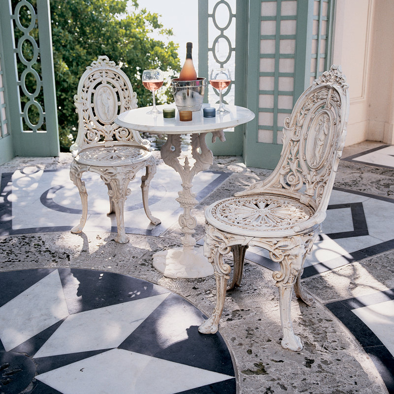 Design Toscano Regents Park Dragon Bistro Set Marble Bistro Table