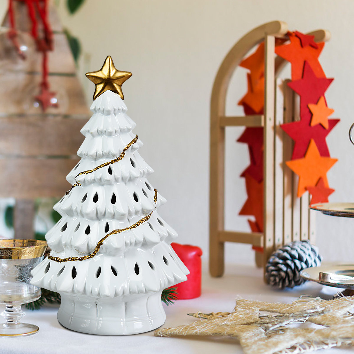 NEW SMALL CLEAR POINTED PLASTIC STAR TOPPER FOR CERAMIC CHRISTMAS TREES