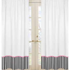 Paris Striped Semi-Sheer Rod pocket Curtain Panels (Set of 2)