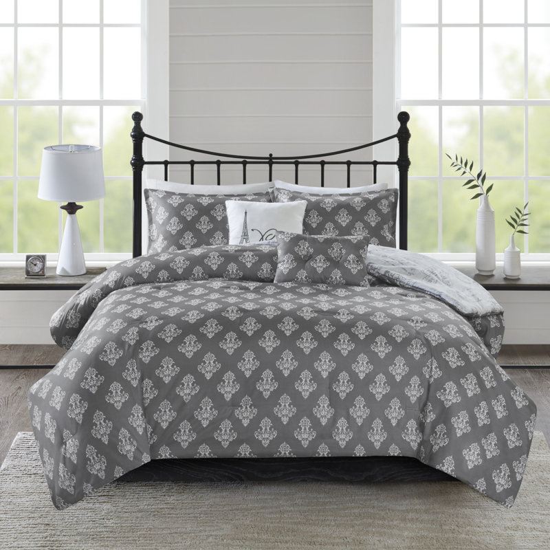 House Of Hampton Delaine Paris Printed Reversible Comforter Set