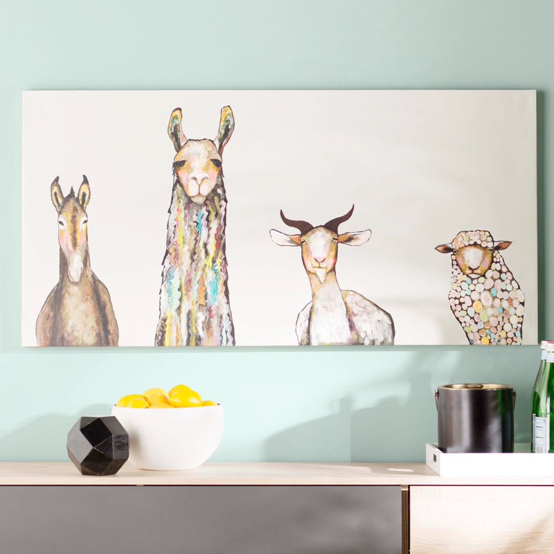 Mercury Row Donkey Llama Goat Sheep Wrapped Canvas Acrylic