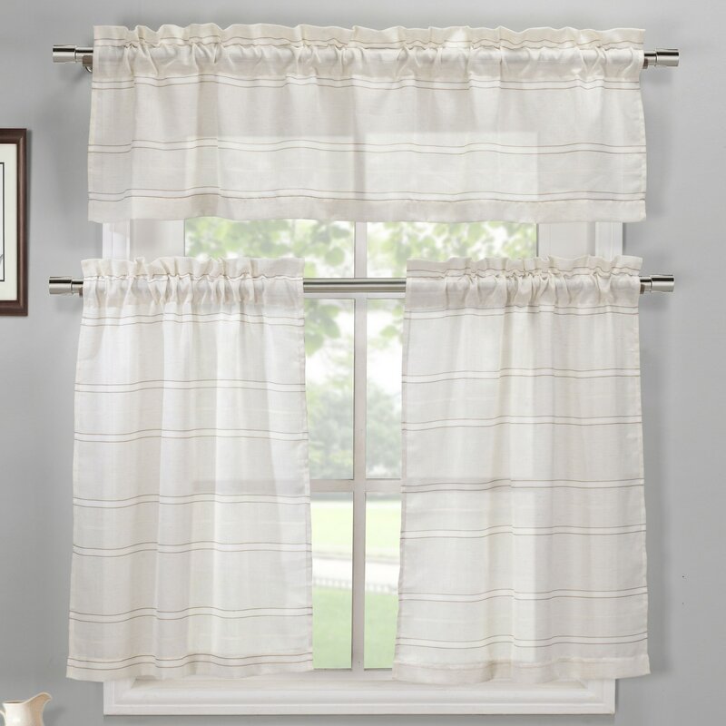 Gracie Oaks Fenwick 3 Piece Kitchen Curtain Set & Reviews | Wayfair