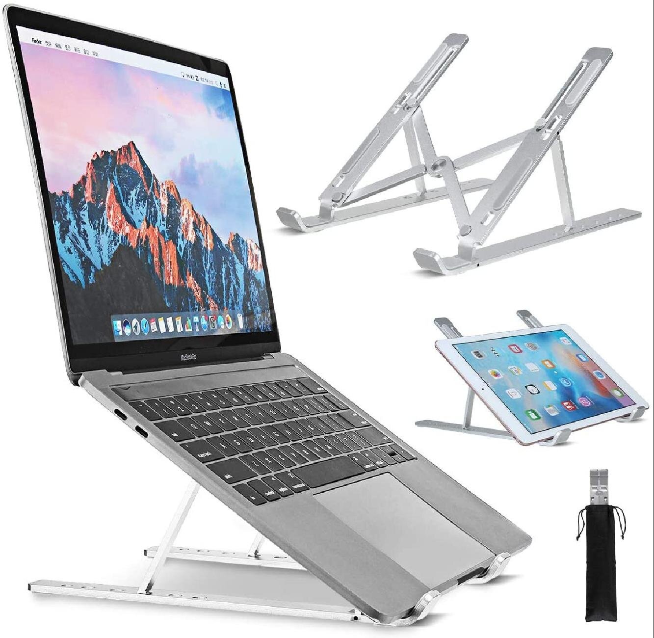 Aluminum 6 Height Adjustment Riser Computer Stand Laptop Stand for Work from Home Foldable Portable Desktop Holder Compatible with 10 to 15.6 Inches Notebook Computer 