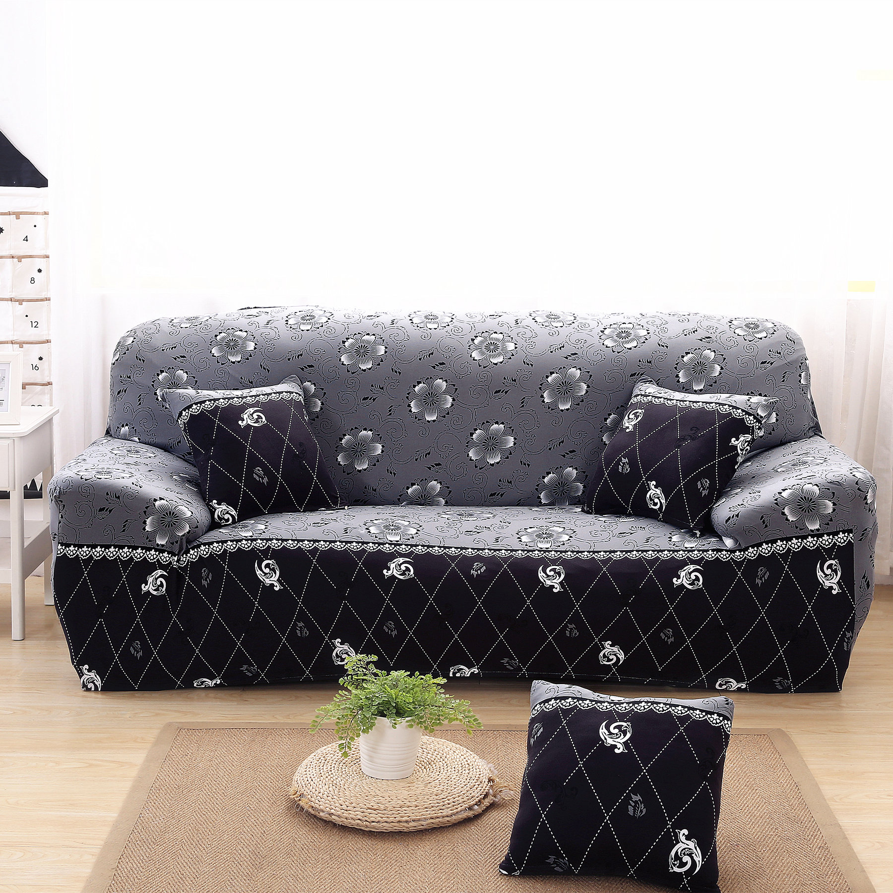 Ebern Designs Elegant Box Cushion Sofa Slipcover Reviews Wayfair Ebern Designs Elegant Box Cushion Sofa
