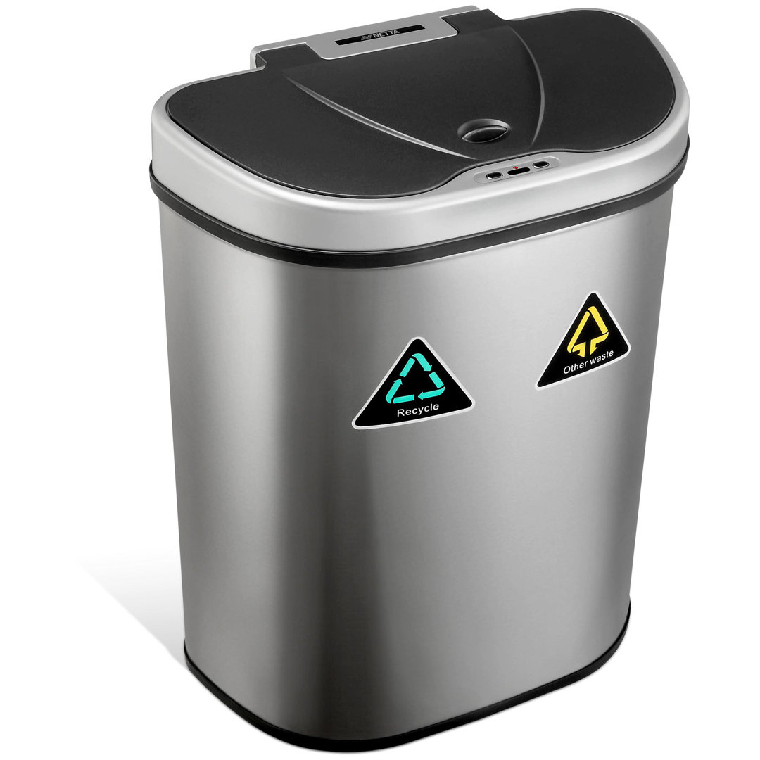 NETTA 70L Kitchen Recycling Sensor Bin, Large Touch Free Waste Rubbish Bin, Double Component Recycle Bin