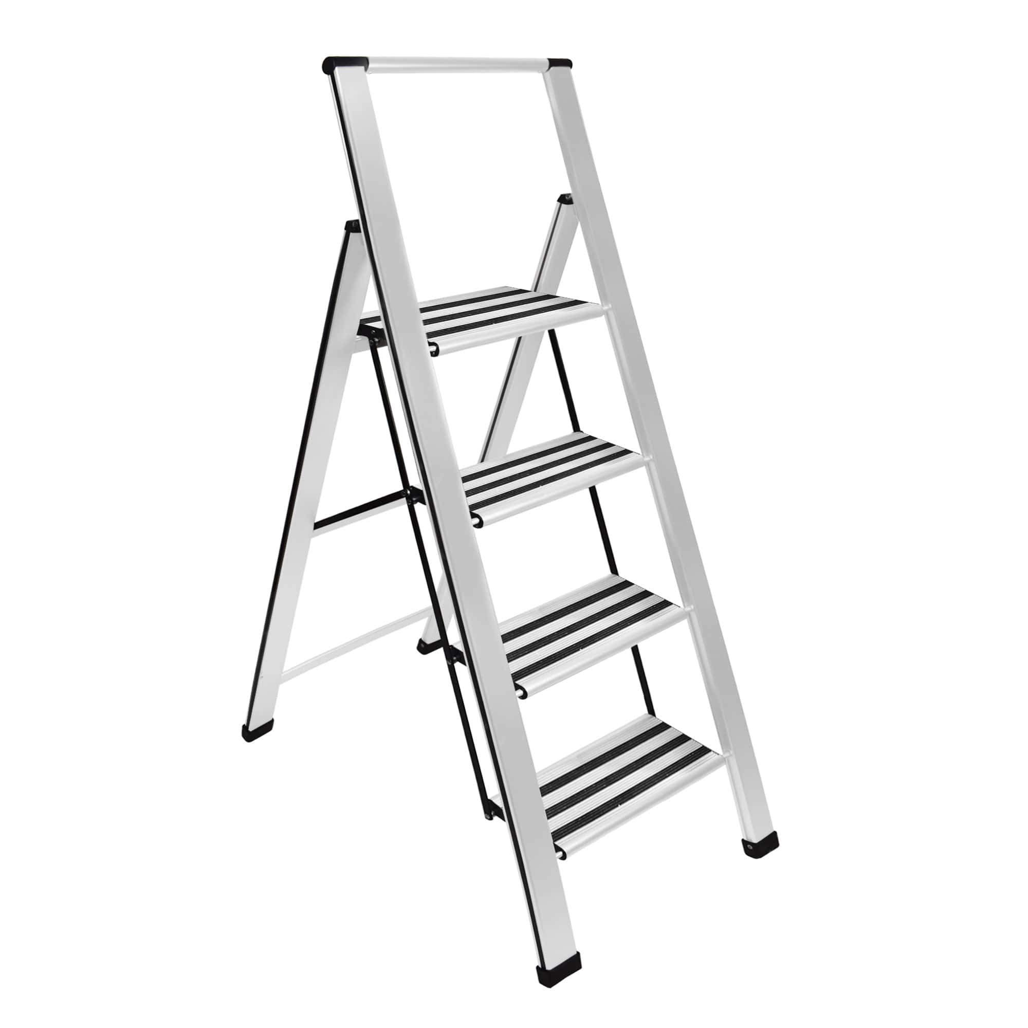 Sorfey Premium 4 Step Modern Aluminum Ladder. Lightweight, Ultra Slim ...