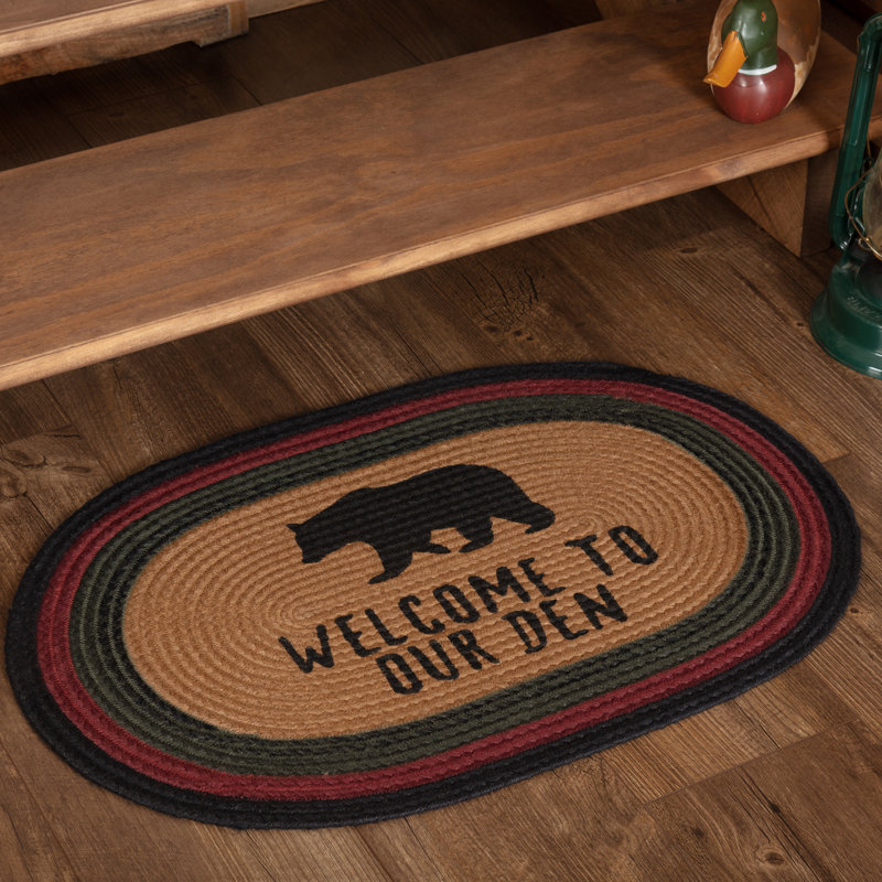 Loon Peak Dubay Stenciled Bear Jute Oval Welcome To Our Den