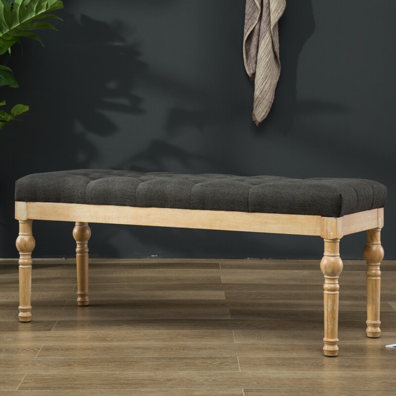 Brockwell Button Tufted Wood Bench