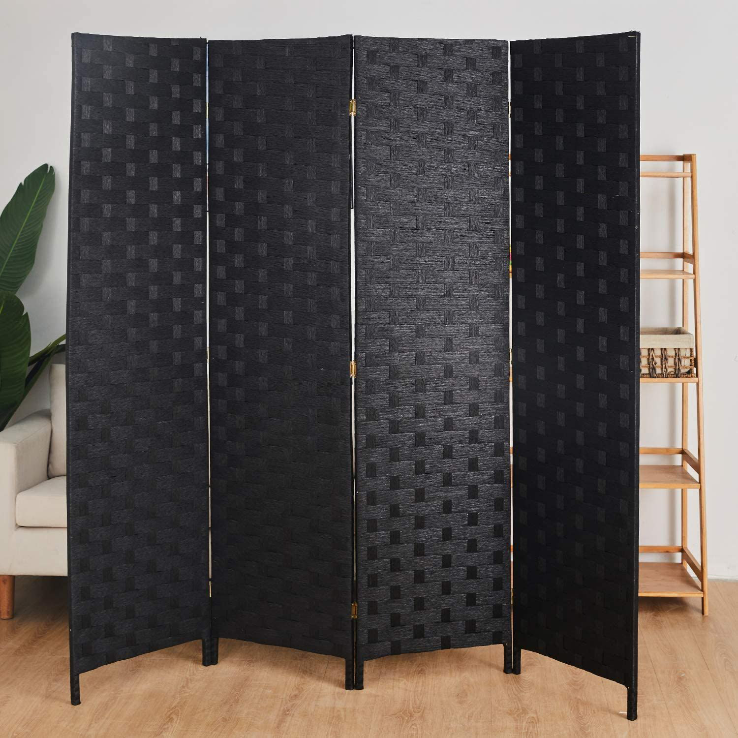 Bayou Breeze Room Divider And Folding Privacy Screen Wall Divider With   Room Divider And Folding Privacy Screen Wall Divider With Dual Sides Weaved 4 Panel Room Screen Divider Separator Wide Wall Partition Dark Room Partitions And Dividers Freestanding Screen 